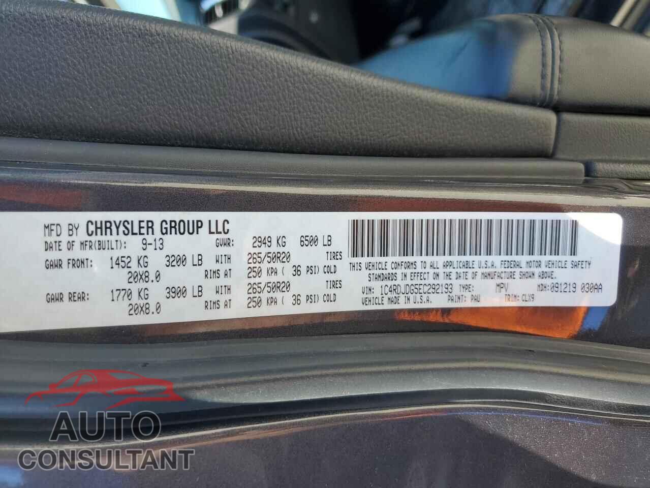 DODGE DURANGO 2014 - 1C4RDJDG5EC292193