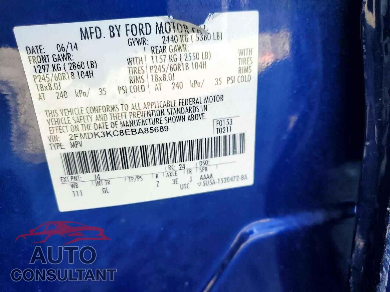 FORD EDGE 2014 - 2FMDK3KC8EBA85689