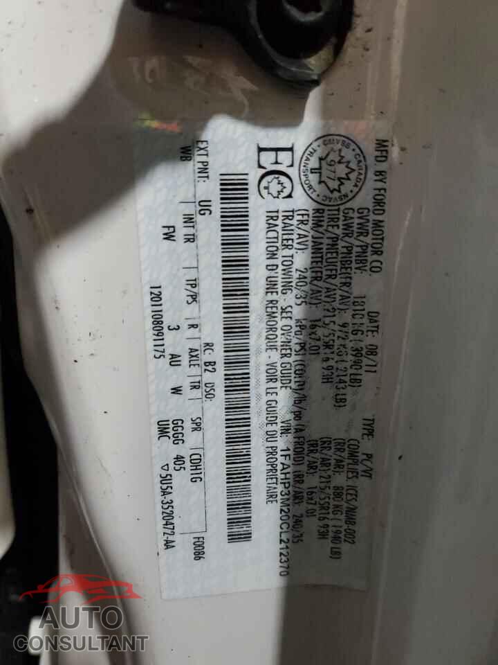FORD FOCUS 2012 - 1FAHP3M20CL212370