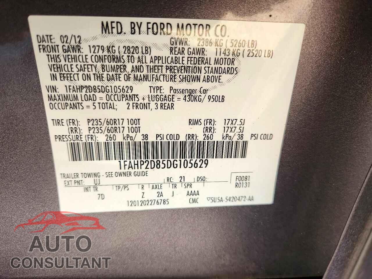 FORD TAURUS 2013 - 1FAHP2D85DG105629