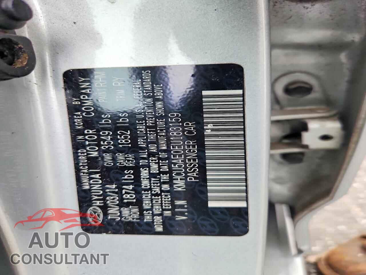 HYUNDAI ACCENT 2014 - KMHCU5AE0EU183159