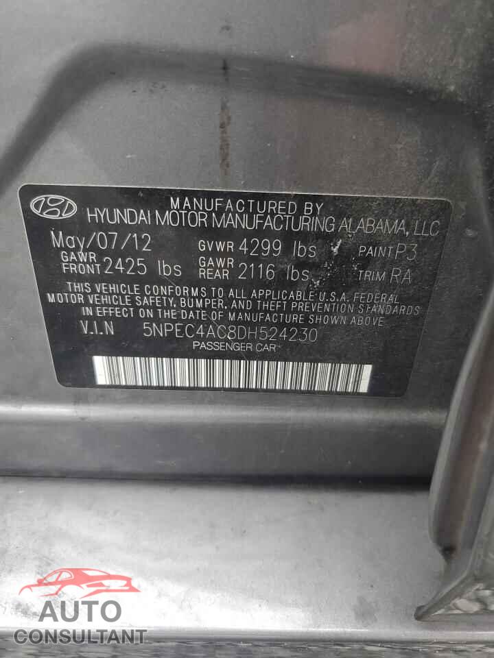 HYUNDAI SONATA 2013 - 5NPEC4AC8DH524230