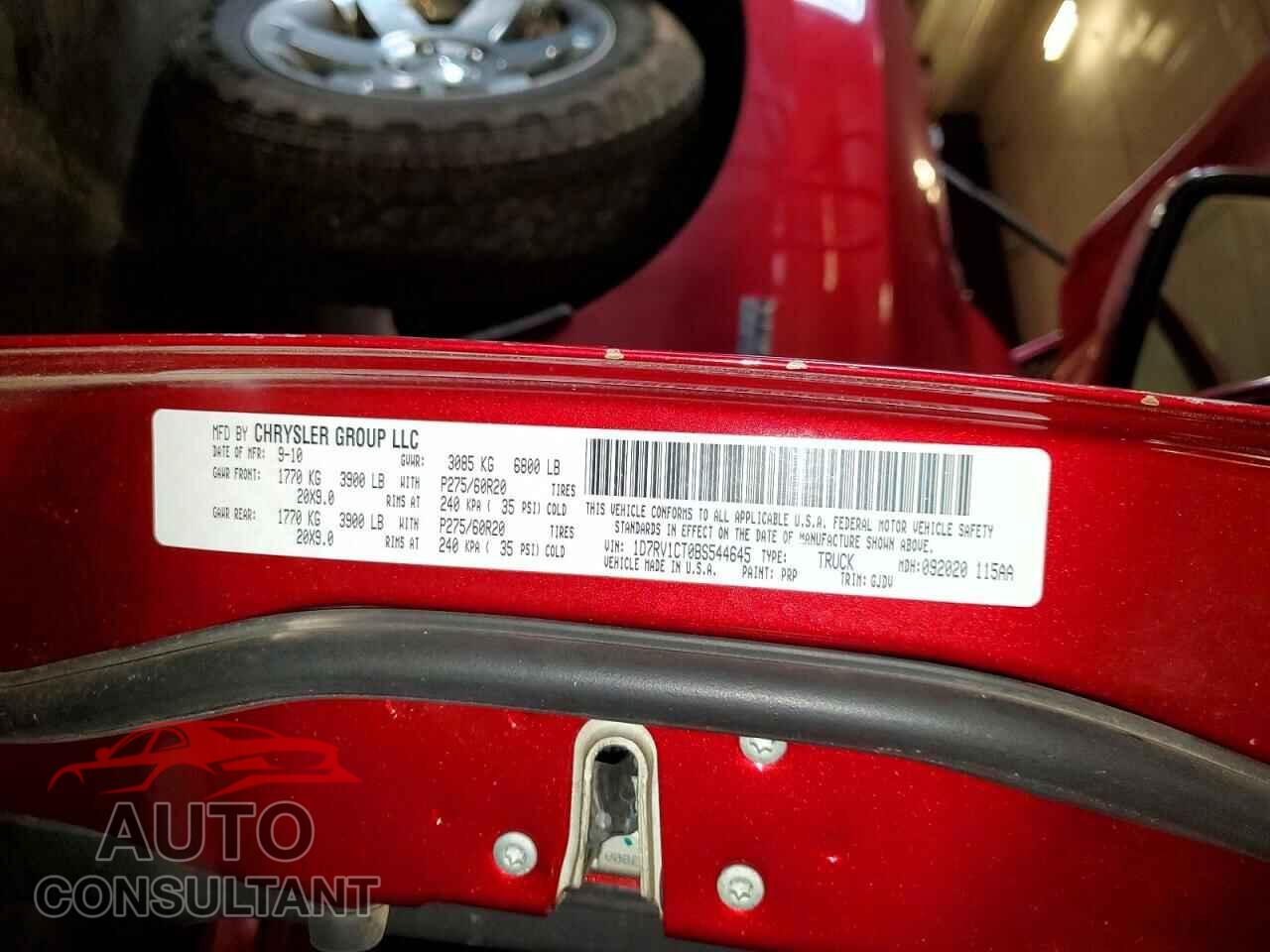DODGE RAM 1500 2011 - 1D7RV1CT0BS544645