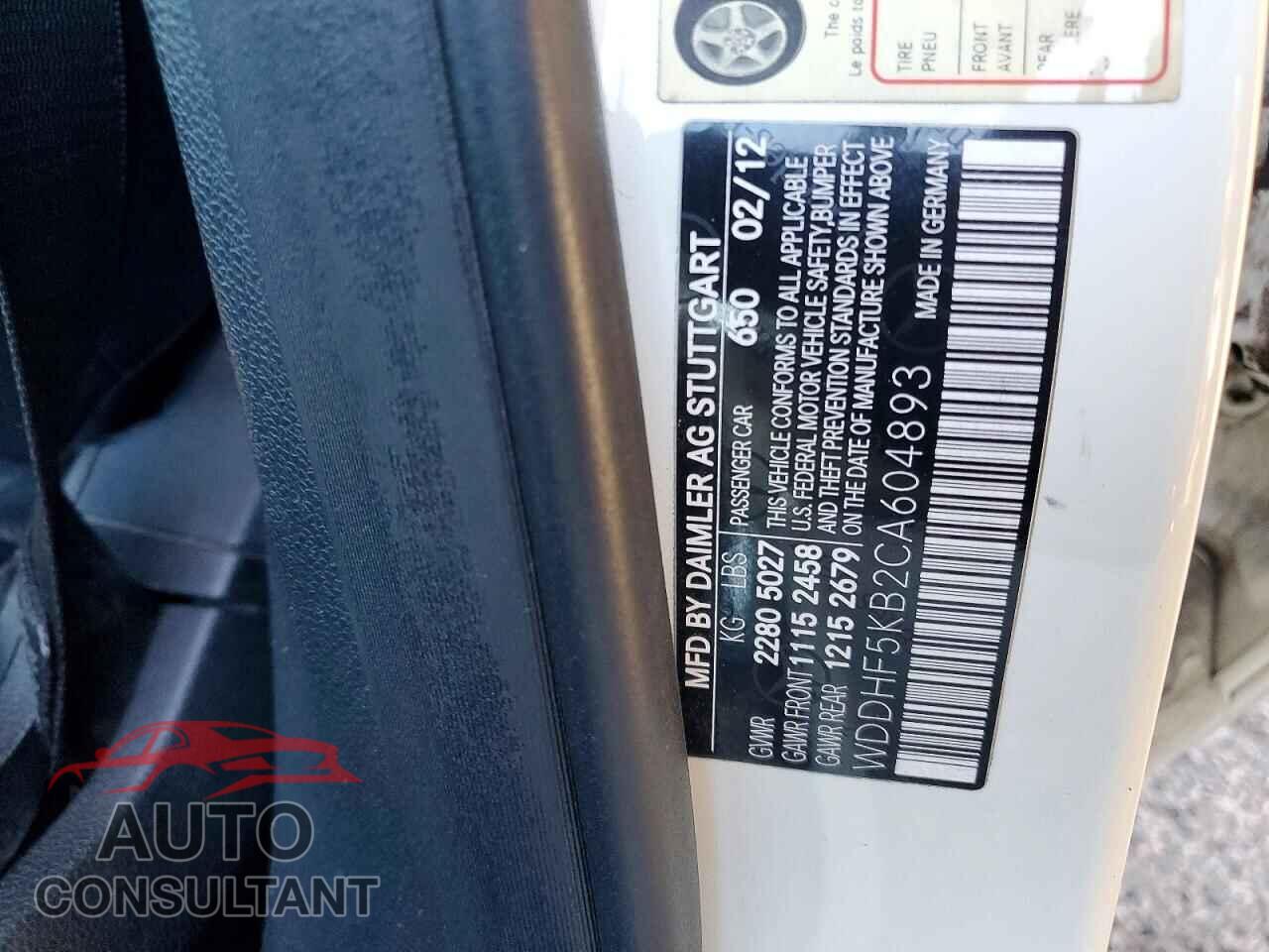 MERCEDES-BENZ E-CLASS 2012 - WDDHF5KB2CA604893