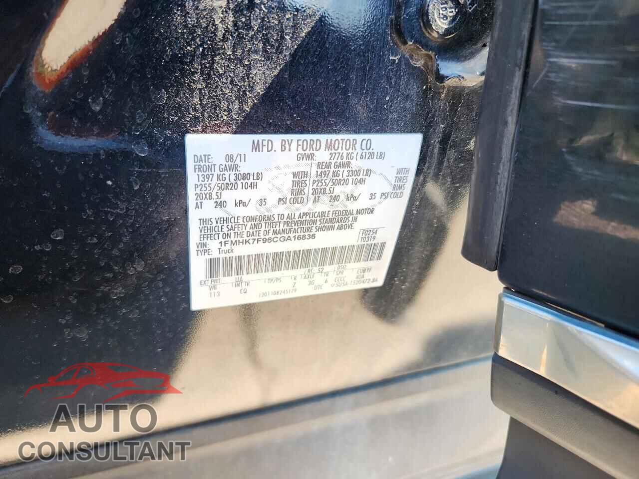 FORD EXPLORER 2012 - 1FMHK7F96CGA16836
