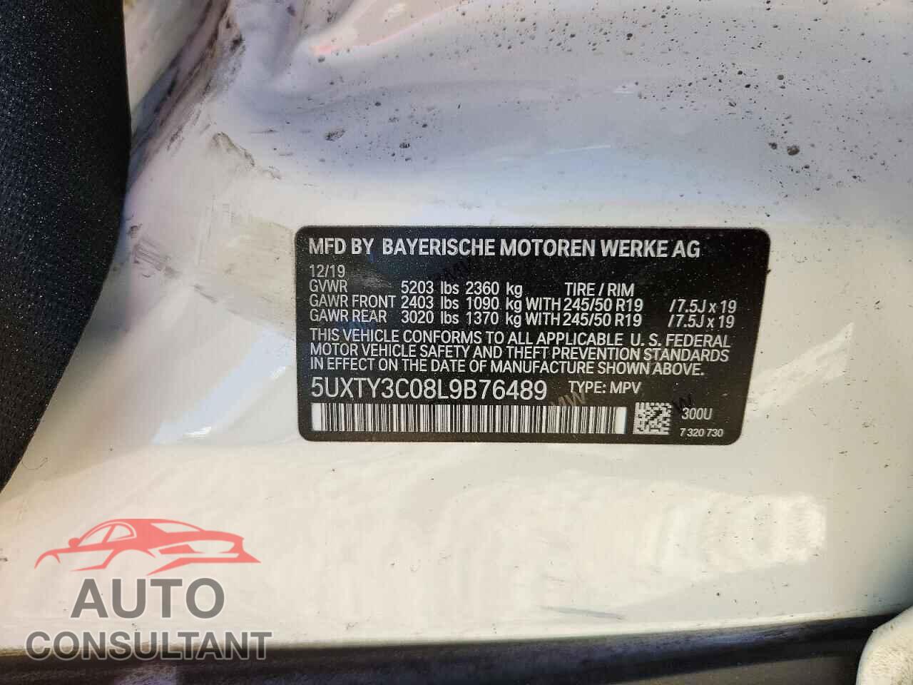 BMW X3 2020 - 5UXTY3C08L9B76489