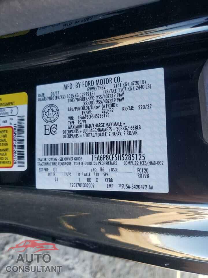 FORD MUSTANG 2017 - 1FA6P8CF5H5285125