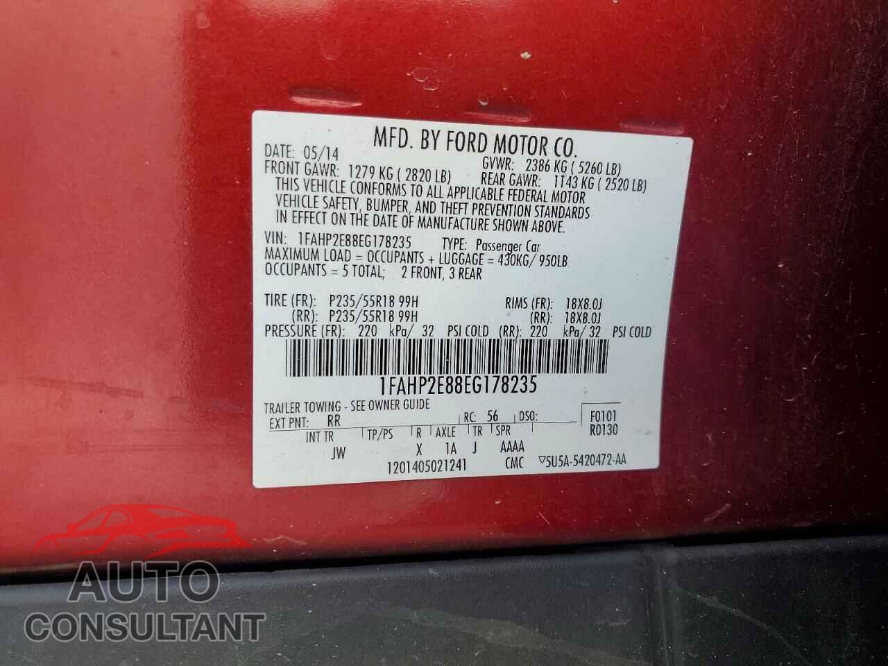 FORD TAURUS 2014 - 1FAHP2E88EG178235