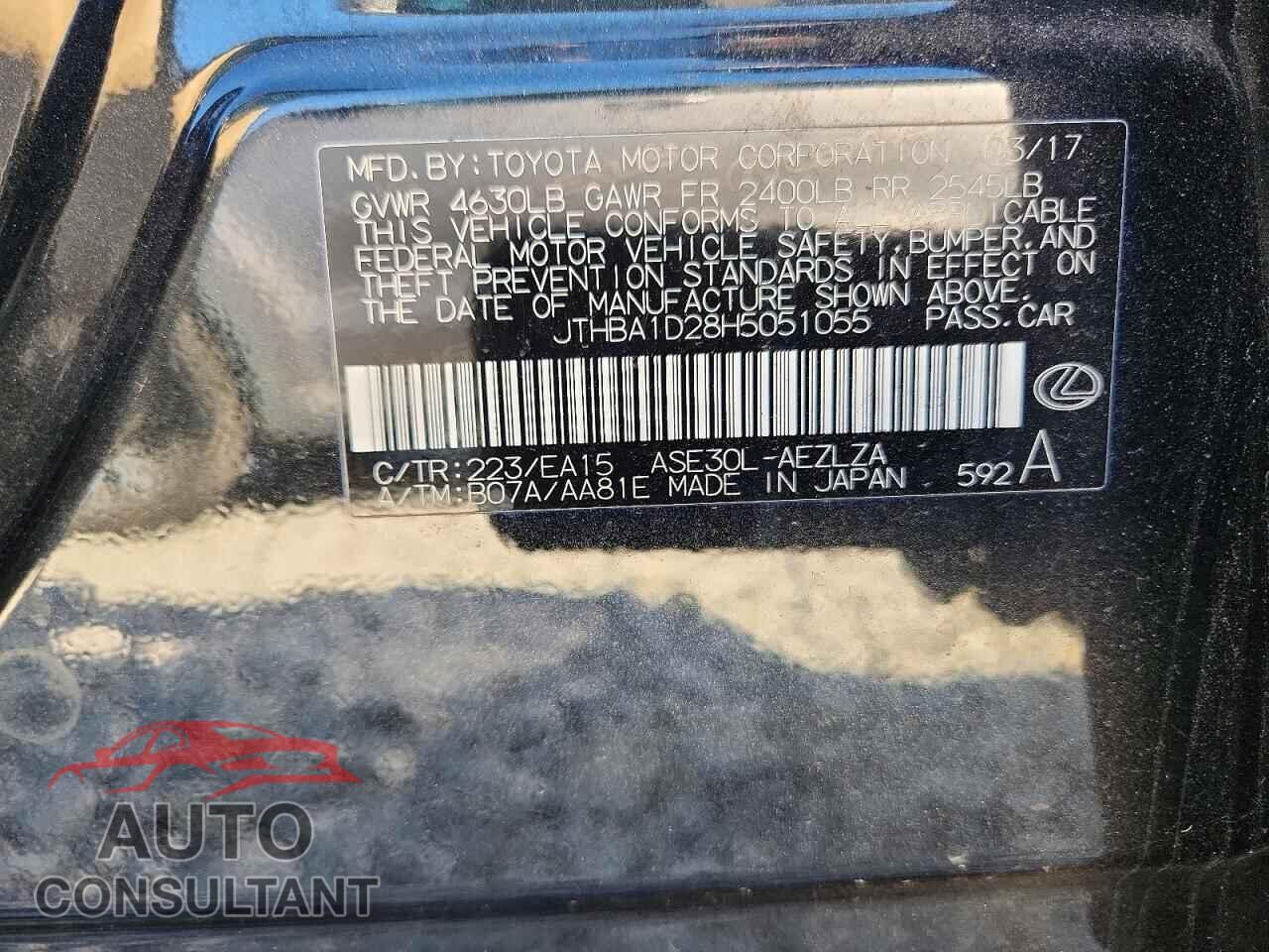 LEXUS IS 2017 - JTHBA1D28H5051055
