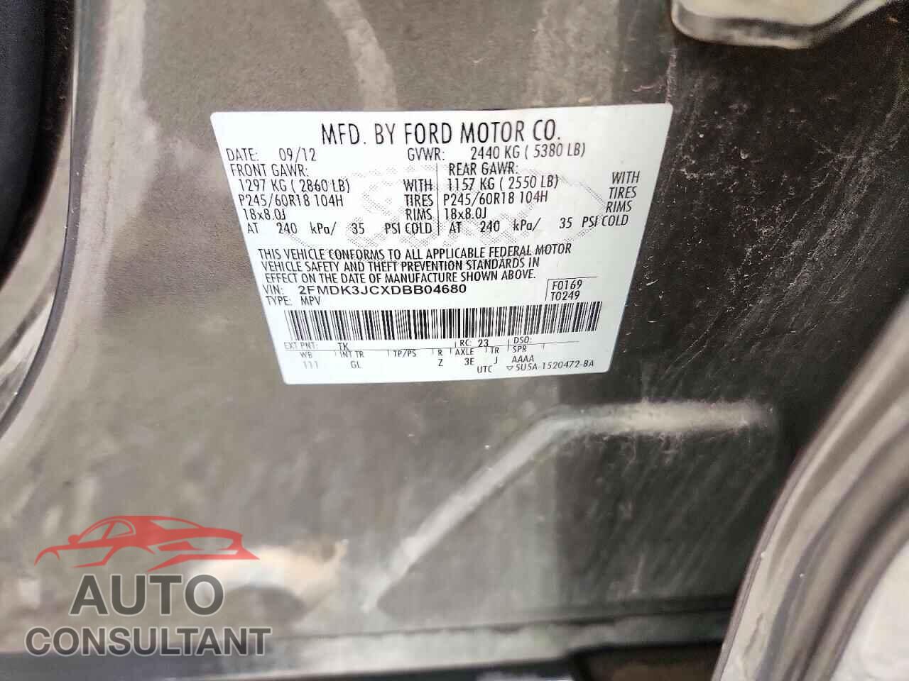 FORD EDGE 2013 - 2FMDK3JCXDBB04680