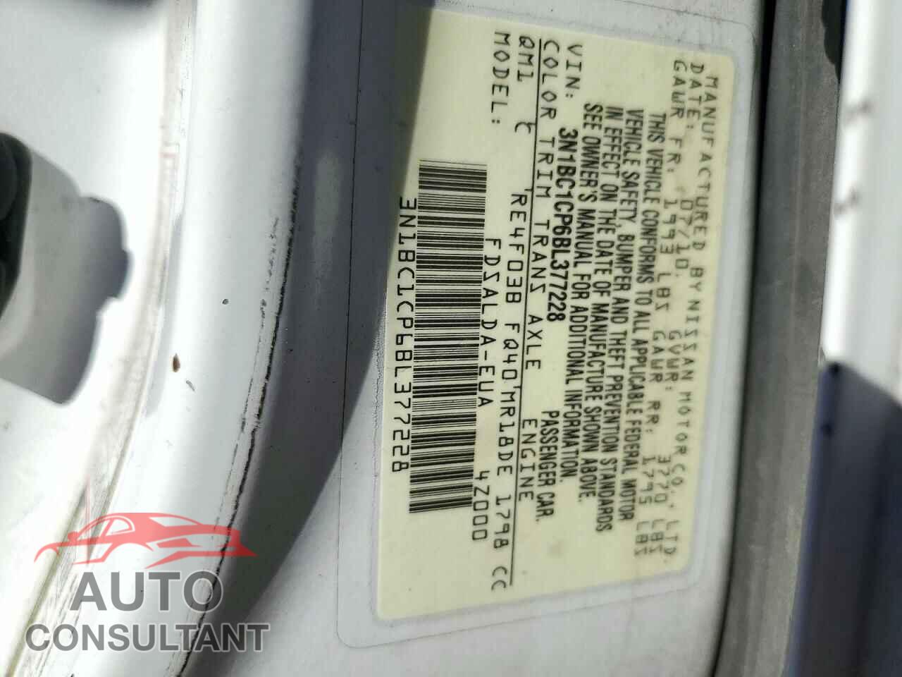 NISSAN VERSA 2011 - 3N1BC1CP6BL377228