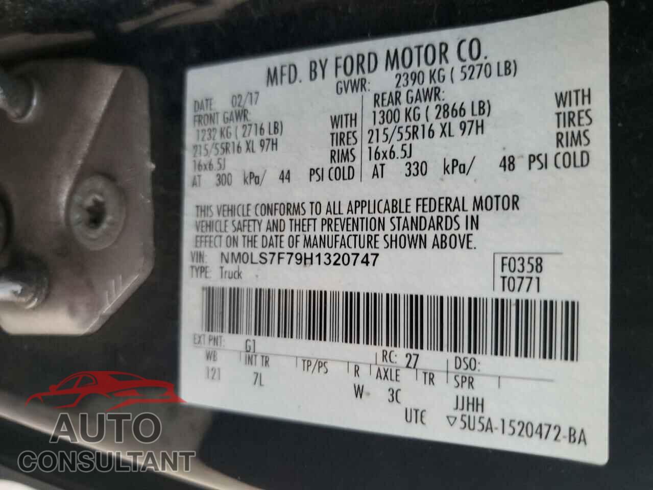 FORD TRANSIT 2017 - NM0LS7F79H1320747