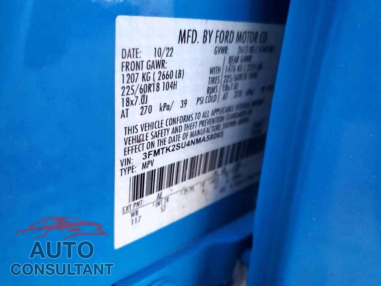 FORD MUSTANG 2022 - 3FMTK2SU4NMA58065
