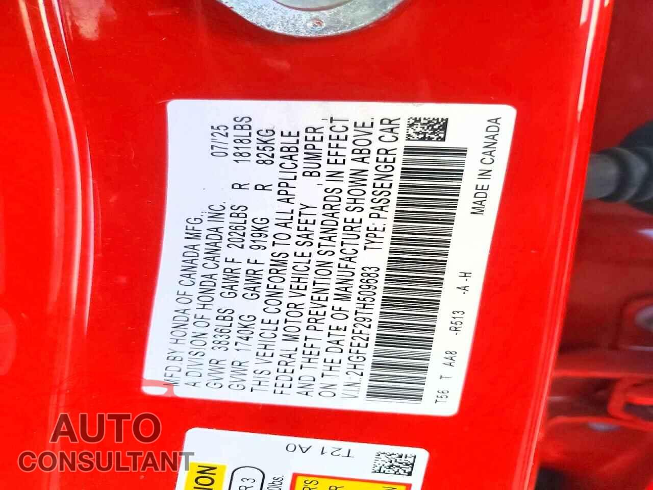 HONDA CIVIC 2026 - 2HGFE2F29TH509683