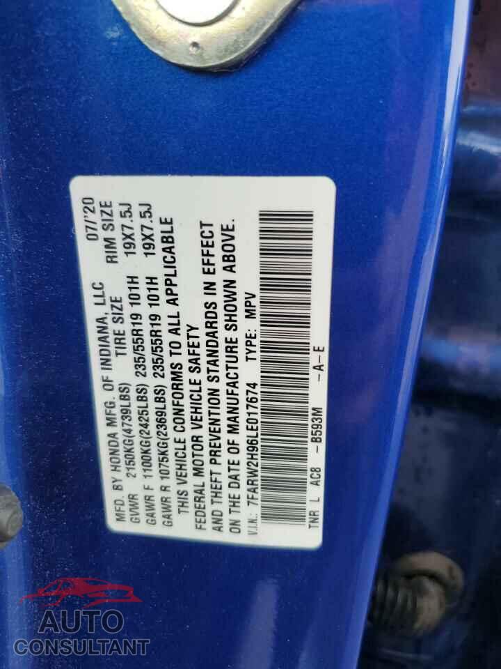 HONDA CRV 2020 - 7FARW2H96LE017674