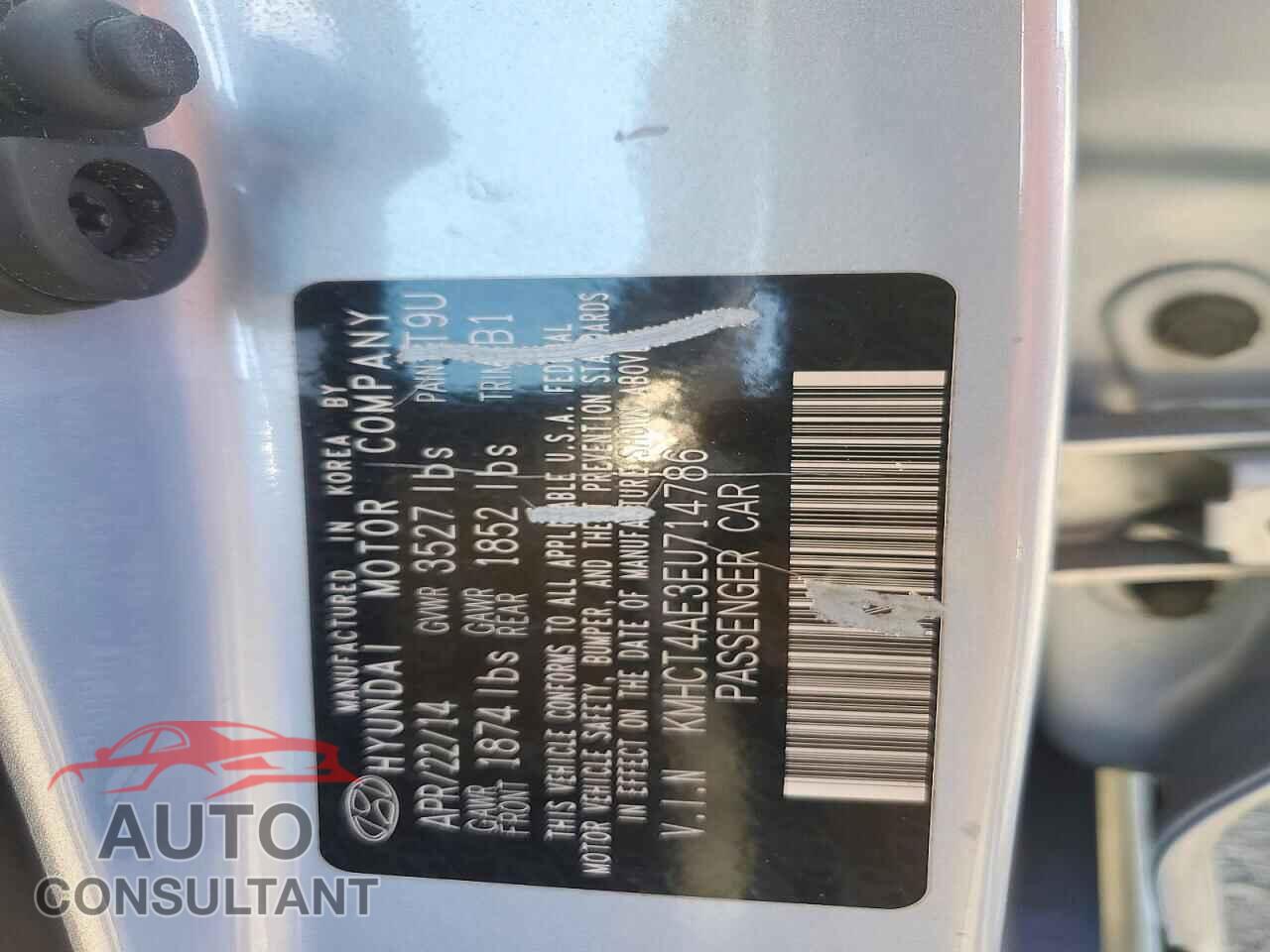 HYUNDAI ACCENT 2014 - KMHCT4AE3EU714786
