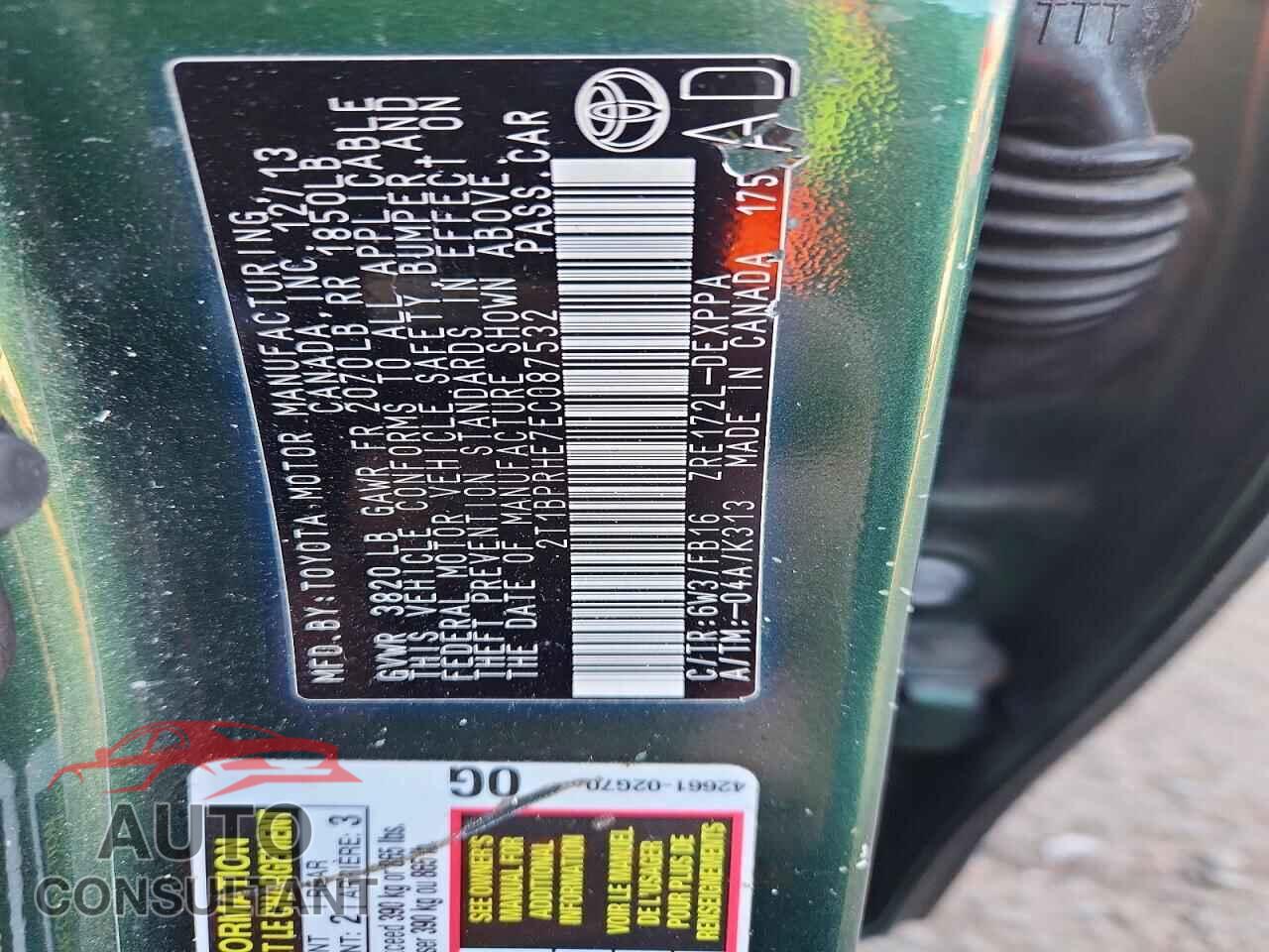 TOYOTA COROLLA 2014 - 2T1BPRHE7EC087532