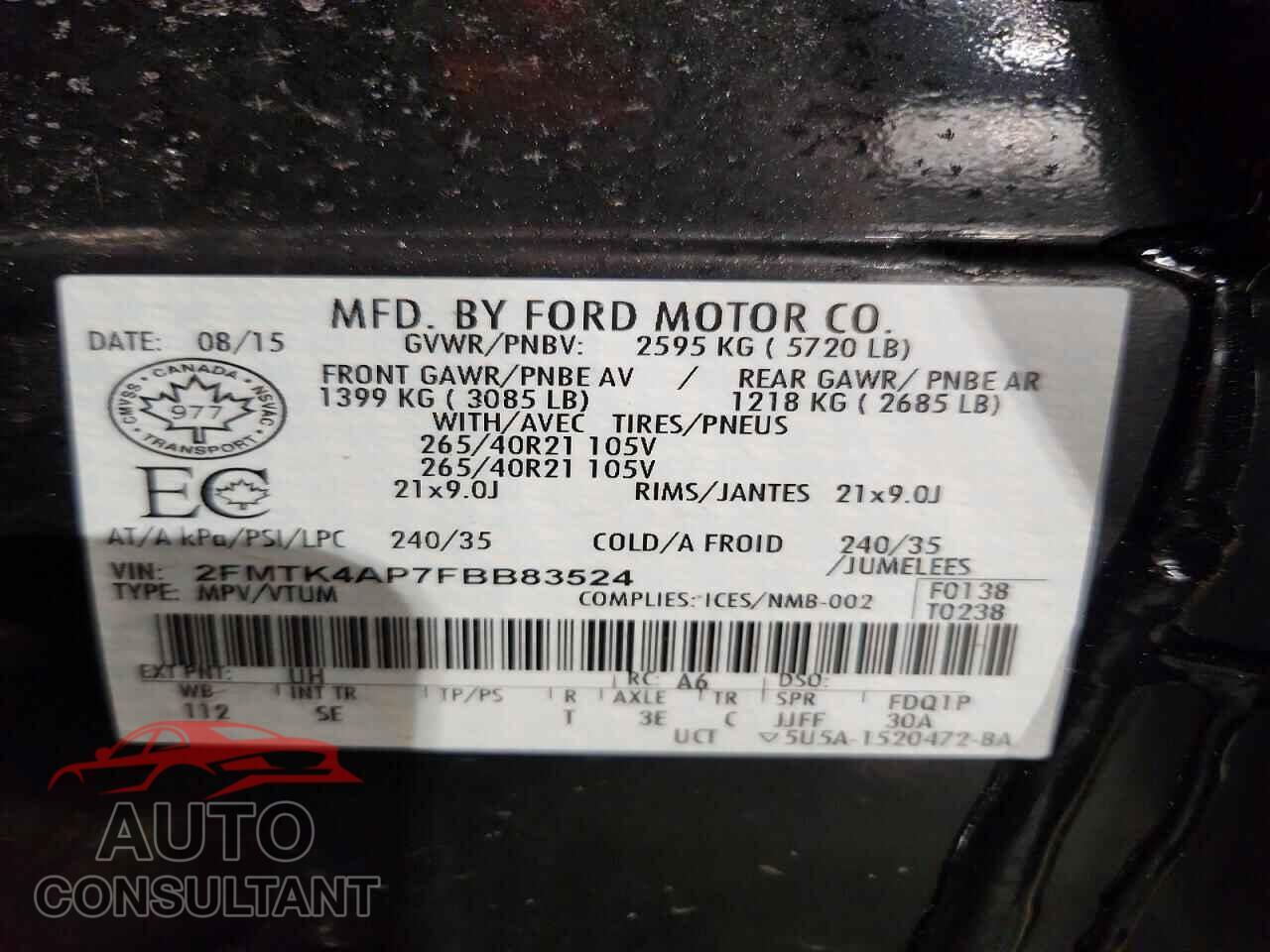 FORD EDGE 2015 - 2FMTK4AP7FBB83524