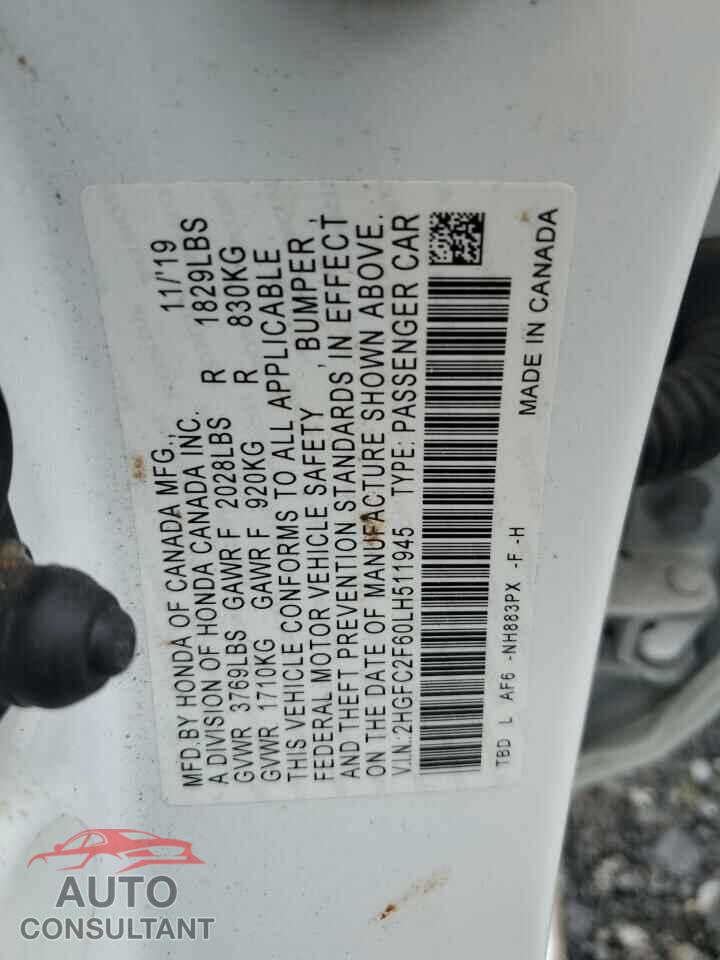 HONDA CIVIC 2020 - 2HGFC2F60LH511945