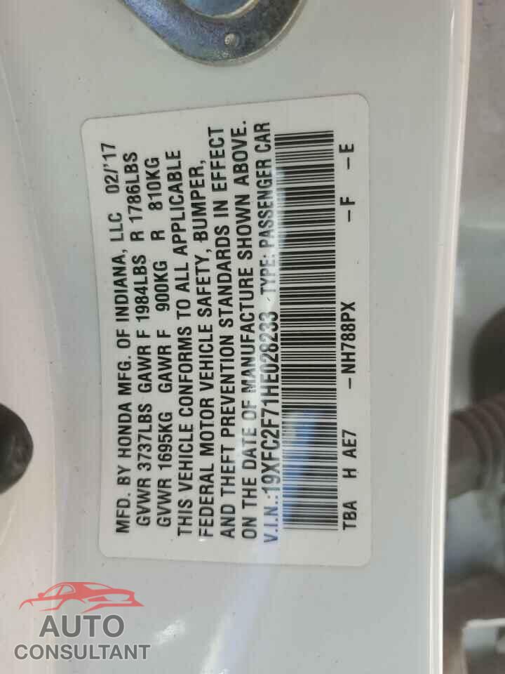 HONDA CIVIC 2017 - 19XFC2F71HE028233
