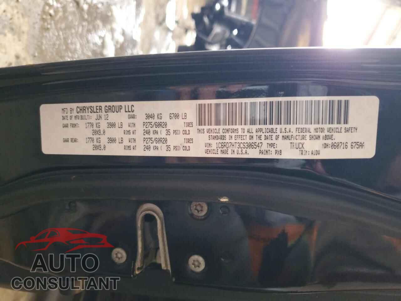 DODGE RAM 1500 2012 - 1C6RD7HT3CS306547