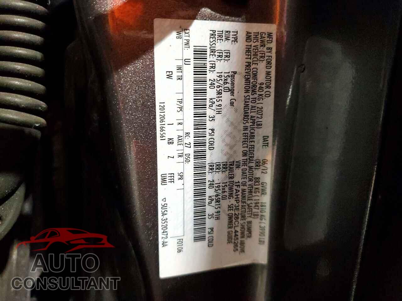 FORD FOCUS 2012 - 1FAHP3E28CL445265