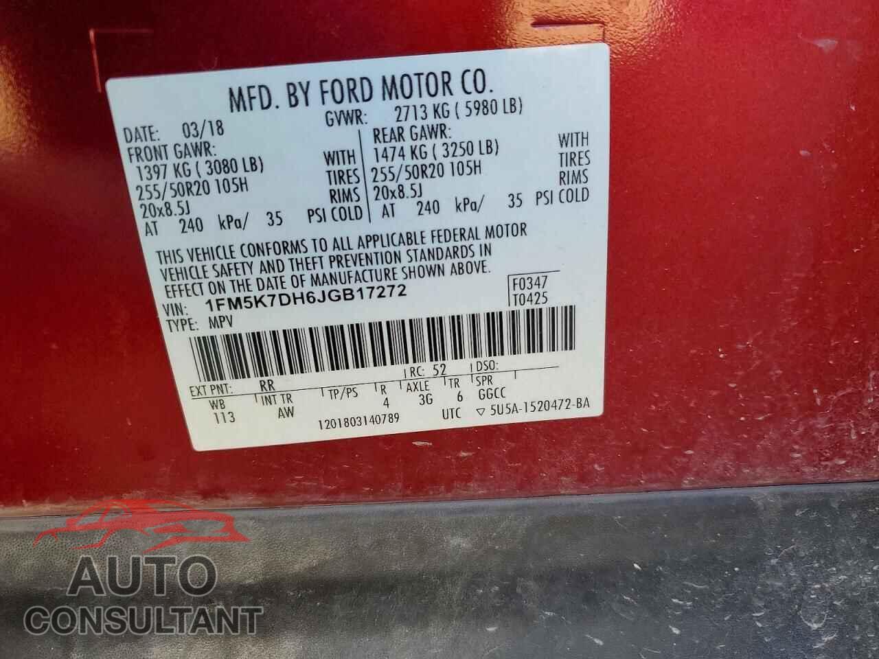 FORD EXPLORER 2018 - 1FM5K7DH6JGB17272