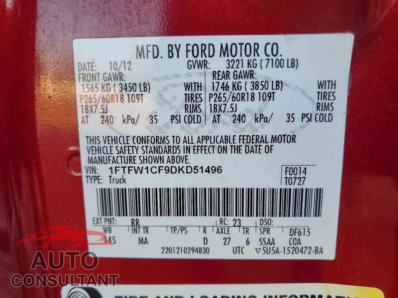 FORD F-150 2013 - 1FTFW1CF9DKD51496