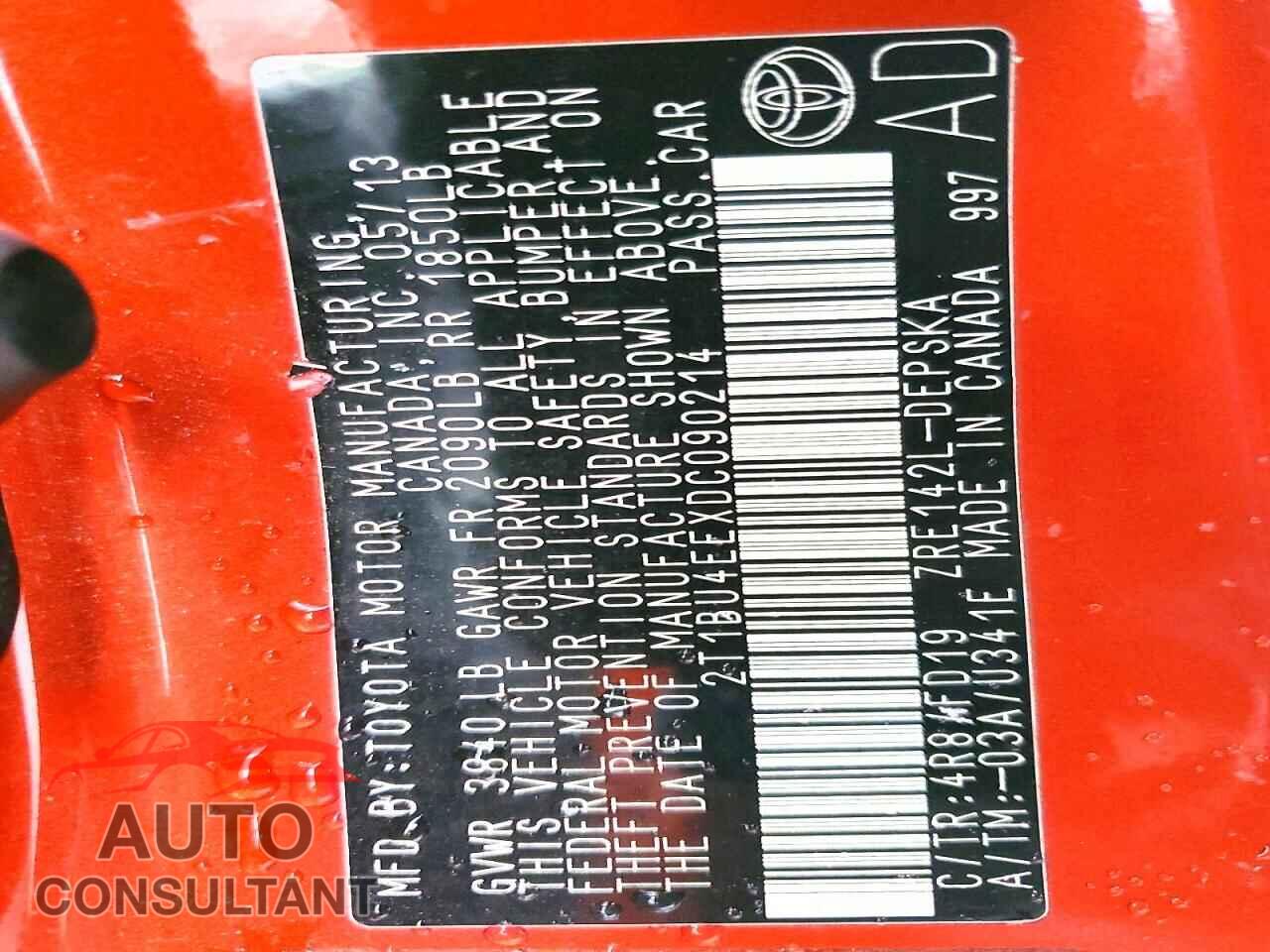 TOYOTA COROLLA 2013 - 2T1BU4EEXDC090214