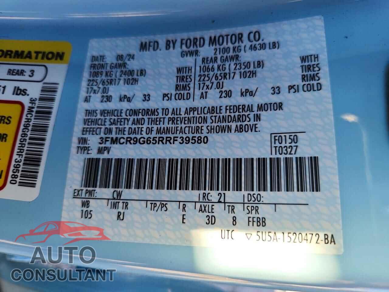 FORD BRONCO 2024 - 3FMCR9G65RRF39580
