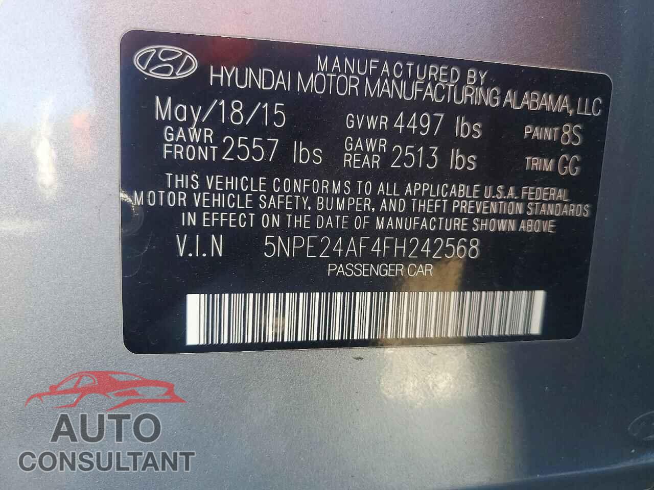 HYUNDAI SONATA 2015 - 5NPE24AF4FH242568