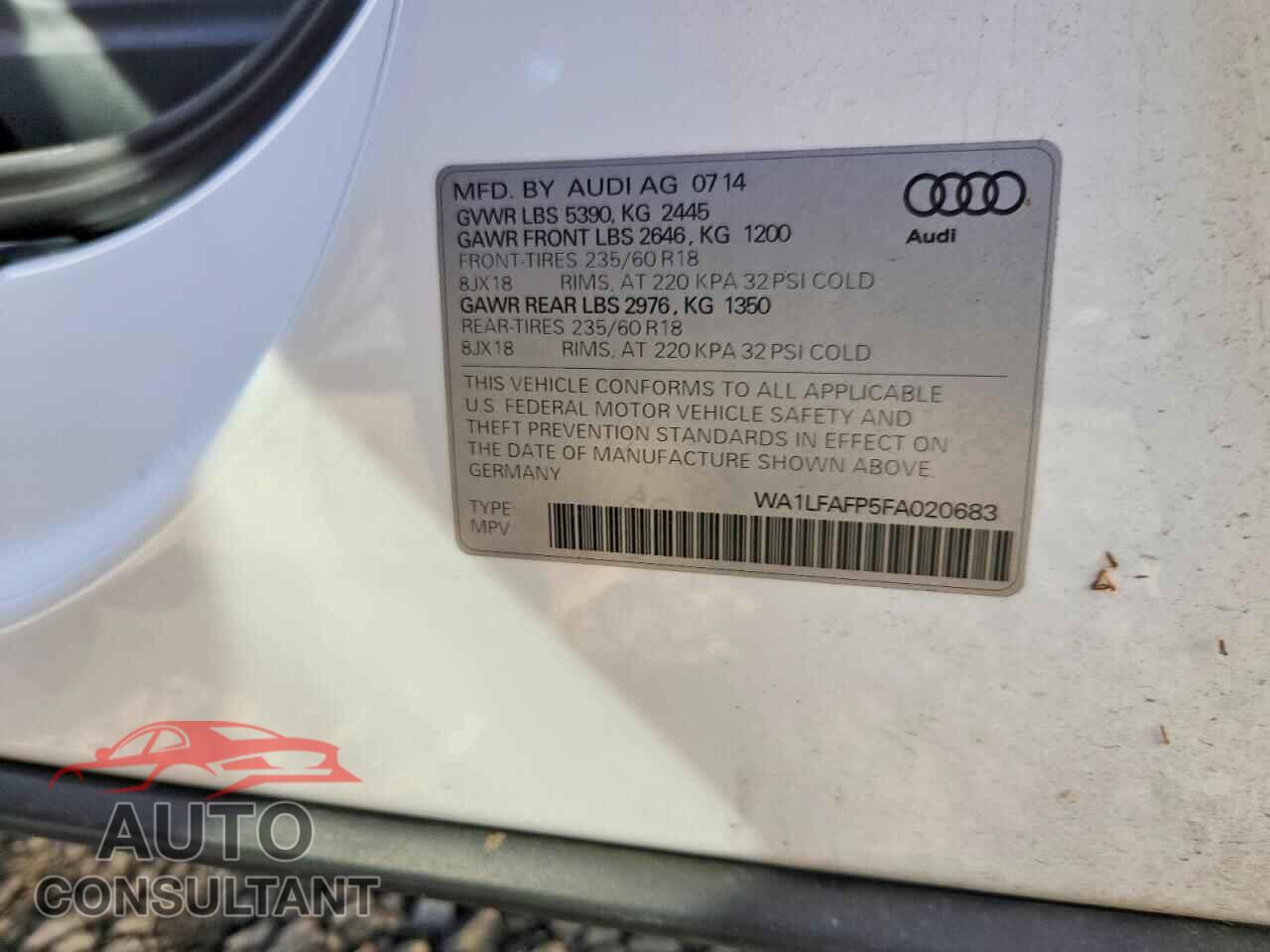AUDI Q5 2015 - WA1LFAFP5FA020683