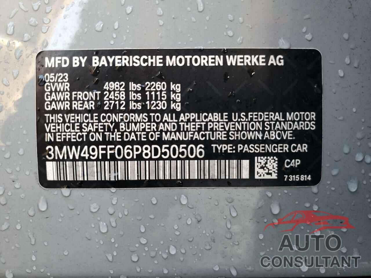 BMW M3 2023 - 3MW49FF06P8D50506