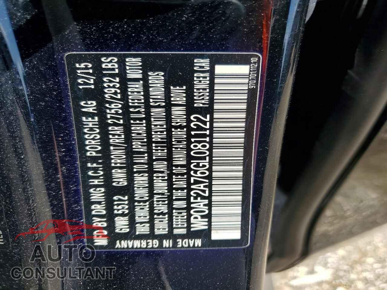PORSCHE PANAMERA 2016 - WP0AF2A76GL081122