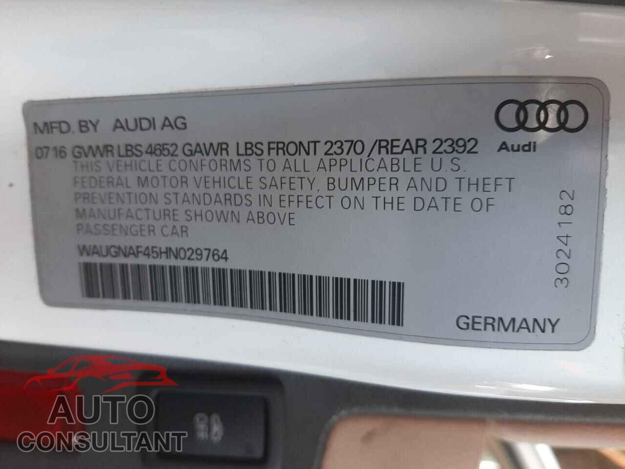 AUDI A4 2017 - WAUGNAF45HN029764