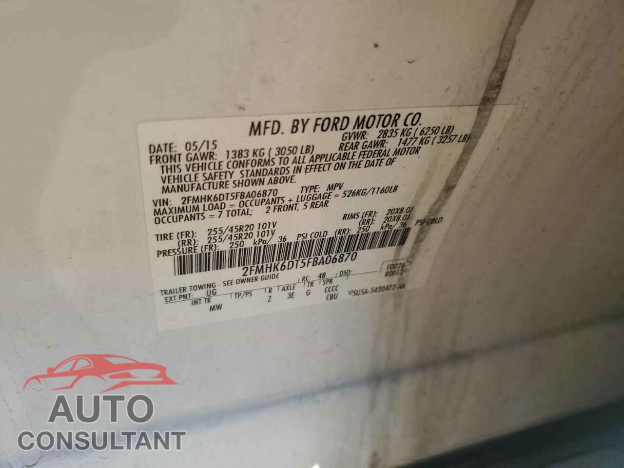 FORD FLEX 2015 - 2FMHK6DT5FBA06870