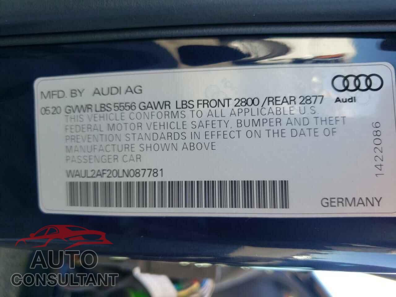 AUDI A6 2020 - WAUL2AF20LN087781