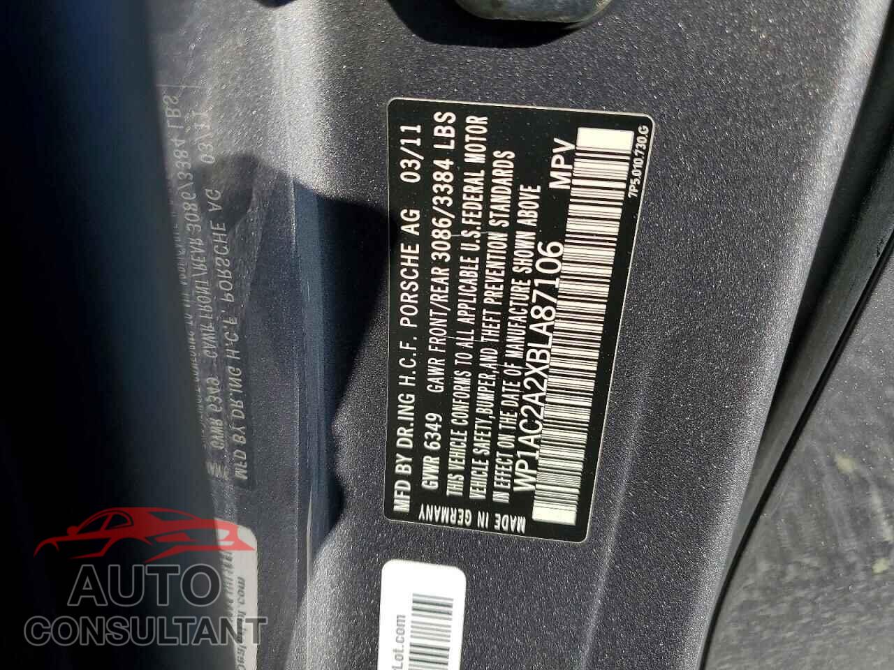 PORSCHE CAYENNE 2011 - WP1AC2A2XBLA87106