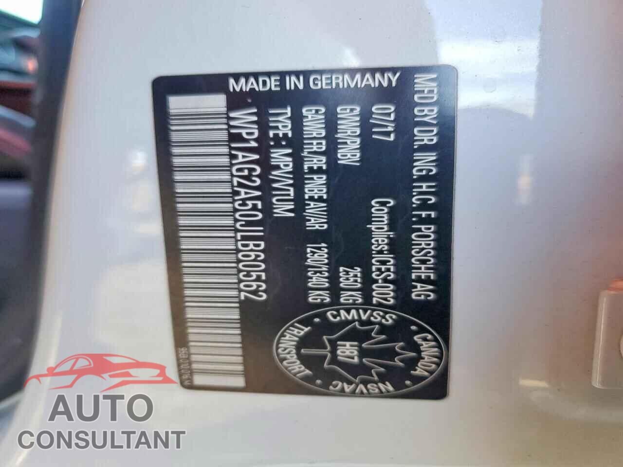 PORSCHE MACAN 2018 - WP1AG2A50JLB60562