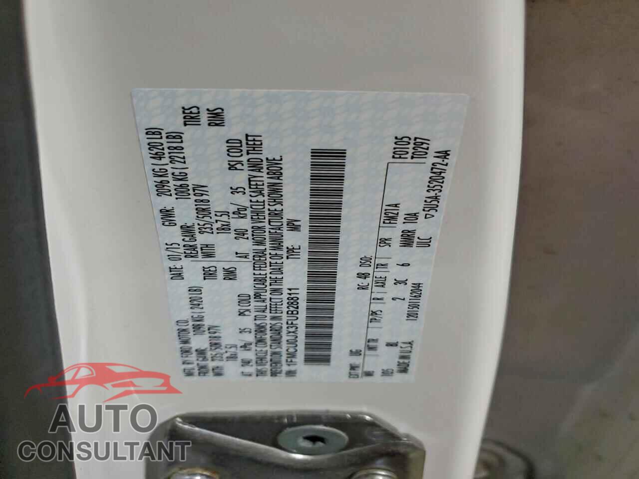 FORD ESCAPE 2015 - 1FMCU0JX3FUB28811