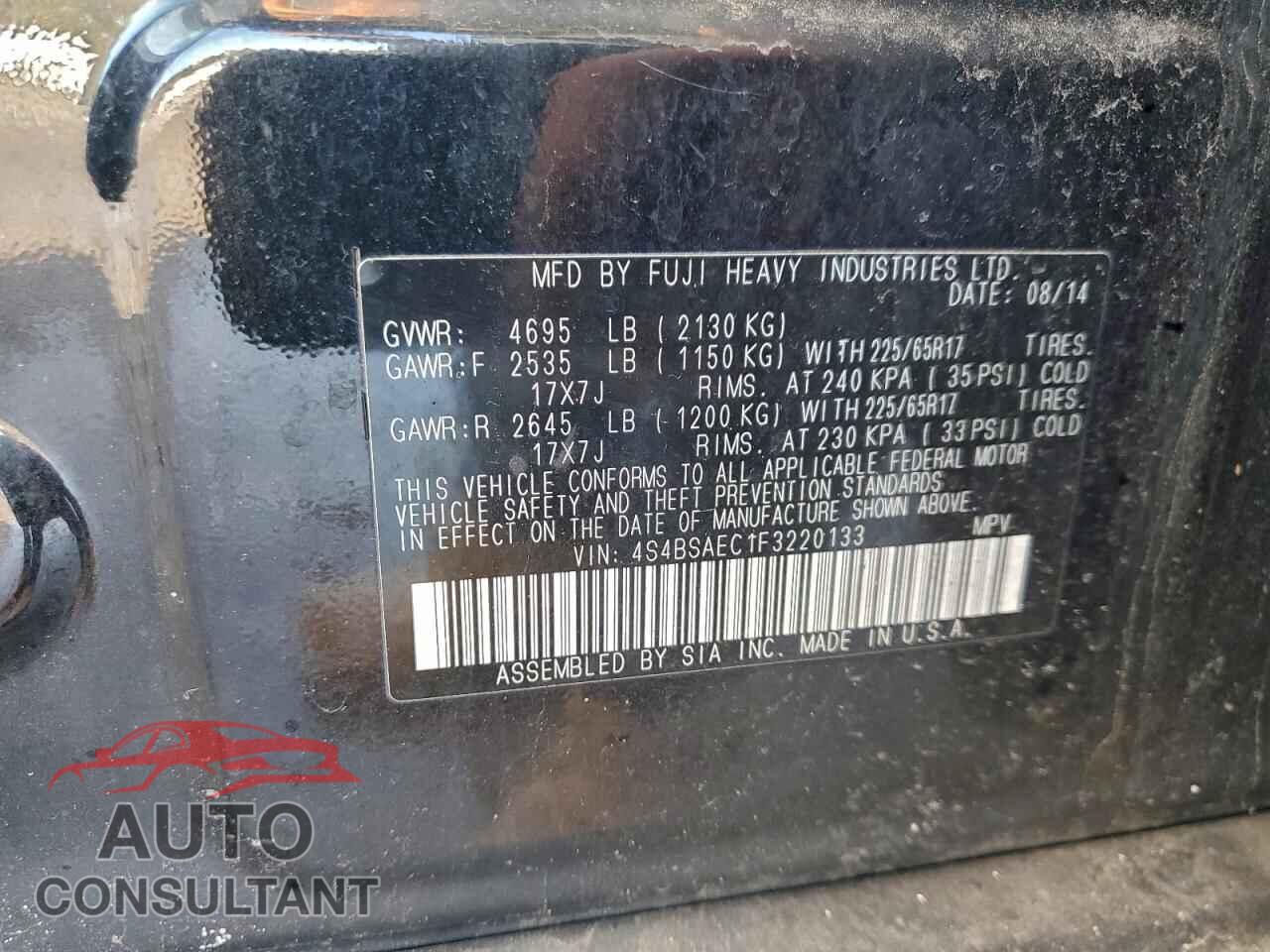 SUBARU OUTBACK 2015 - 4S4BSAEC1F3220133