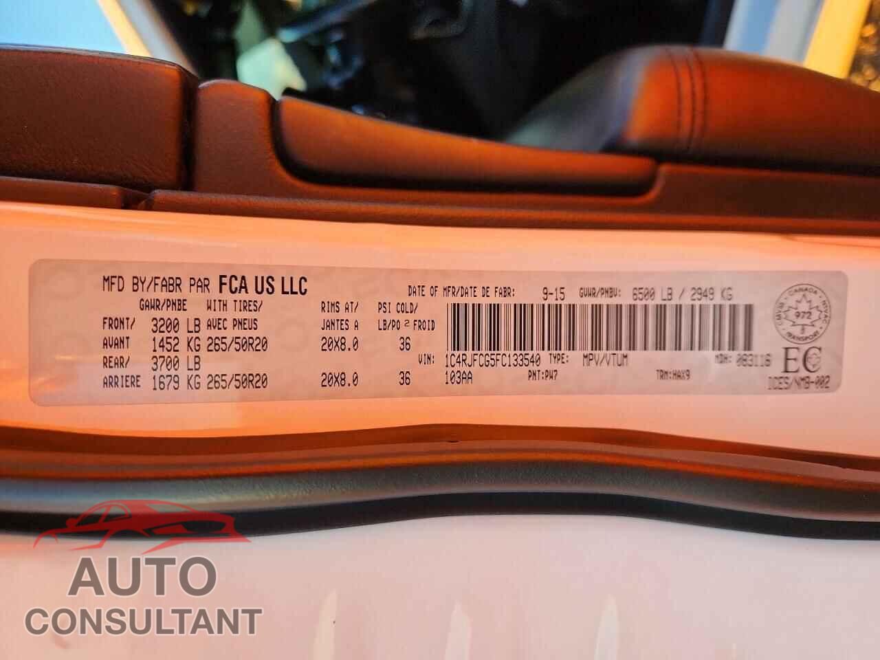 JEEP CHEROKEE 2015 - 1C4RJFCG5FC133540