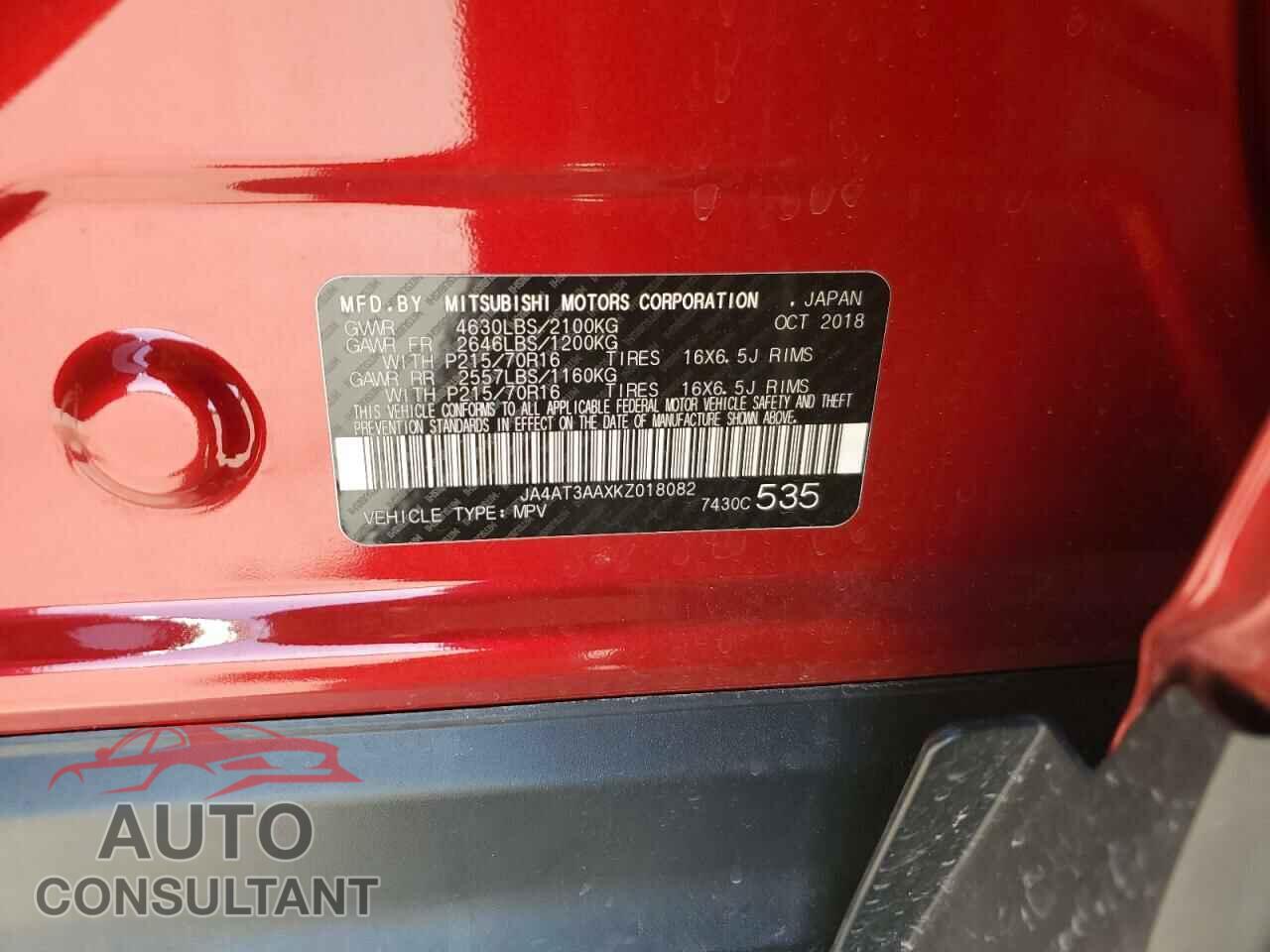 MITSUBISHI ECLIPSE 2019 - JA4AT3AAXKZ018082