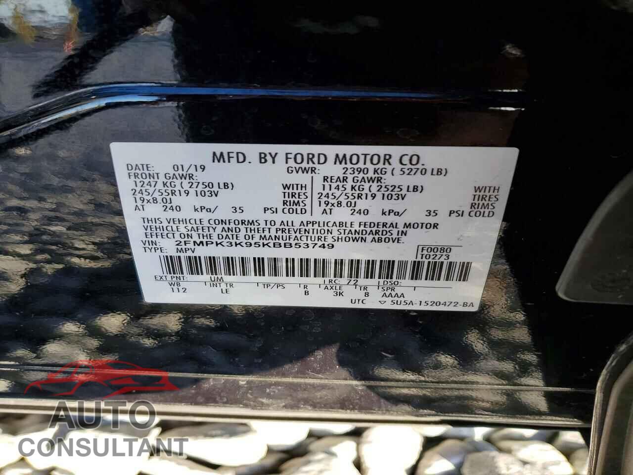 FORD EDGE 2019 - 2FMPK3K95KBB53749