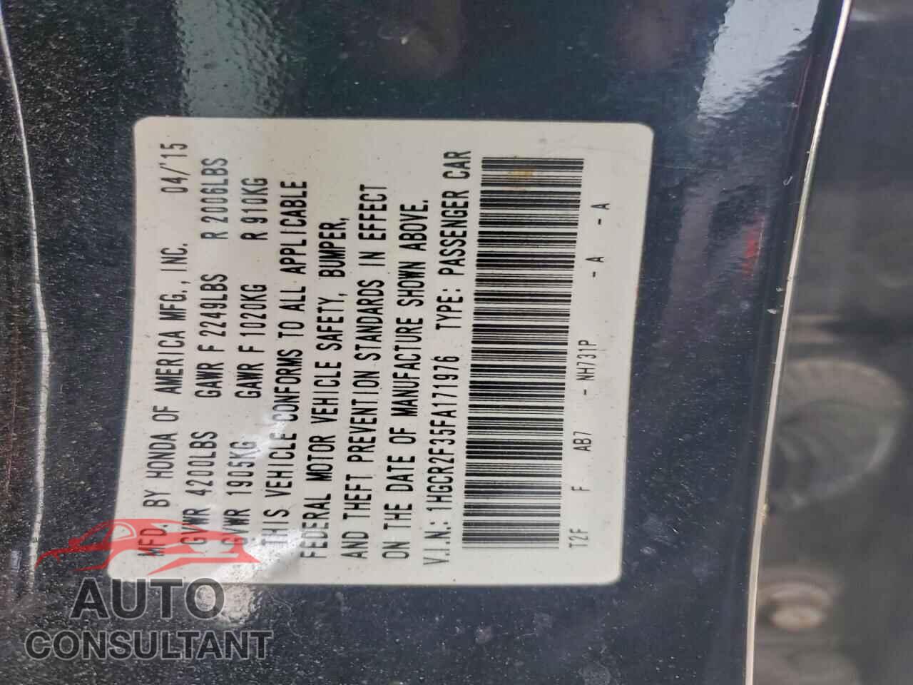 HONDA ACCORD 2015 - 1HGCR2F35FA171976