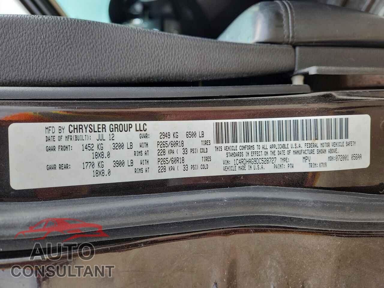 DODGE DURANGO 2013 - 1C4RDHAG9DC528727