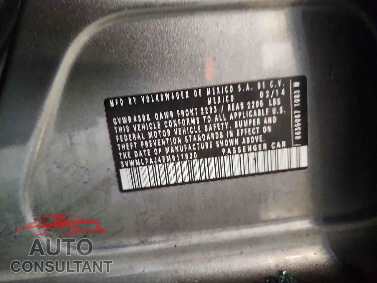 VOLKSWAGEN JETTA 2014 - 3VWML7AJ4EM611630
