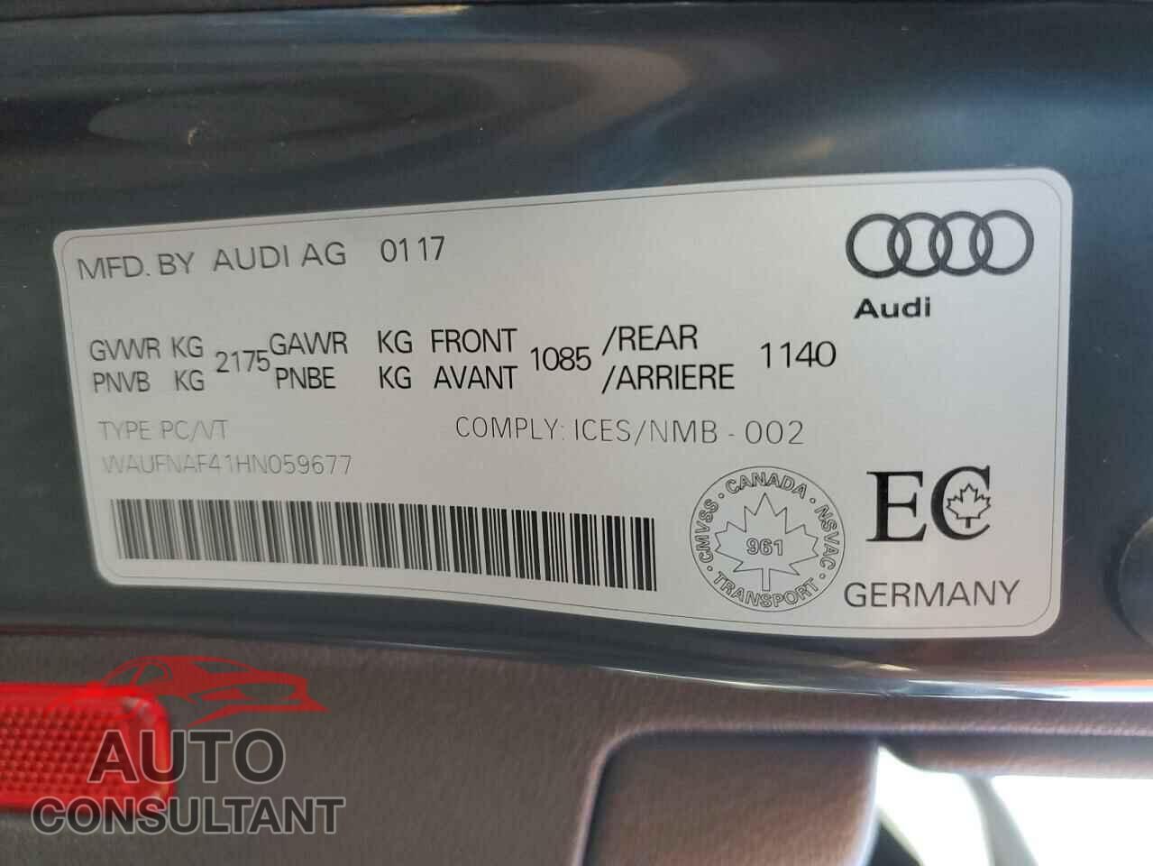 AUDI A4 2017 - WAUFNAF41HN059677