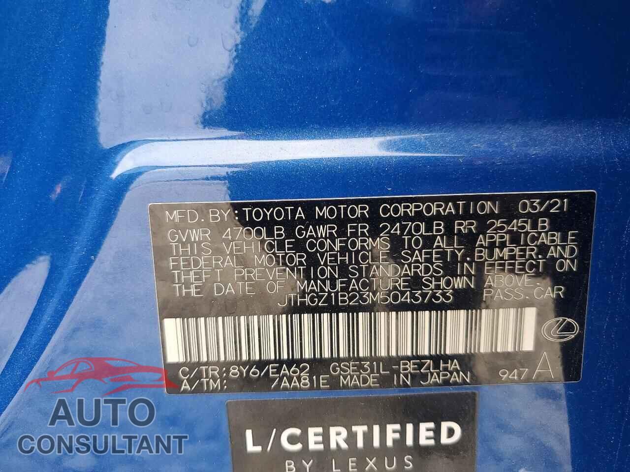 LEXUS IS 350 F S 2021 - JTHGZ1B23M5043733