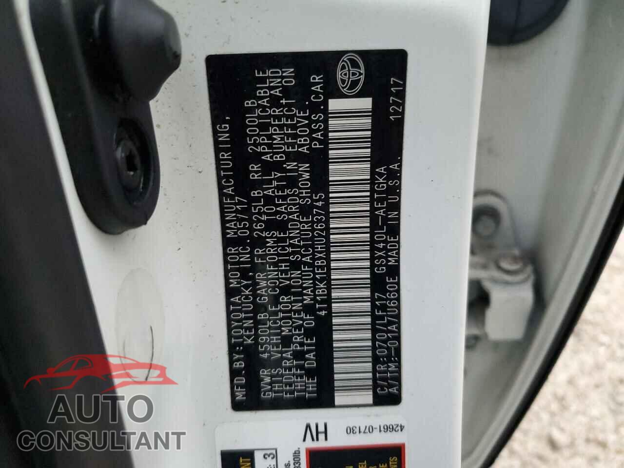 TOYOTA AVALON 2017 - 4T1BK1EBXHU263745